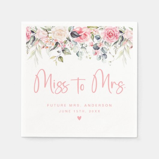 赤面恋しく思フローラへミセスブライダルシャワーナプキン スタンダードカクテルナプキン (正面)