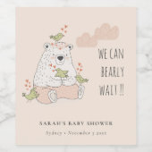 赤面我々はベアバードの赤ちゃんシャワーを心待ちできる ワインラベル (シングルラベル)