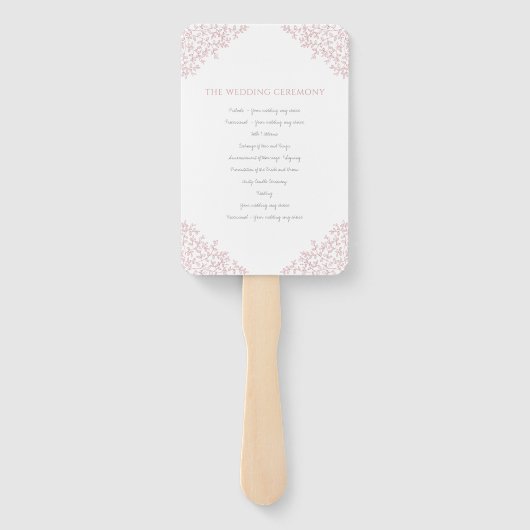 赤面手描きリーフモノグラムアートウェディングプログラム ハンドファン (裏面)