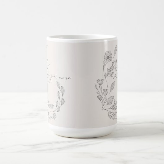 赤面手描き植物愛あなたより引用文 コーヒーマグカップ (中央)