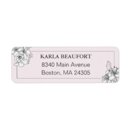 赤面手描き花差出人住所ラベル ラベル