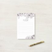 赤面手描き花植物ポストイットノート ポストイット (デスク上)