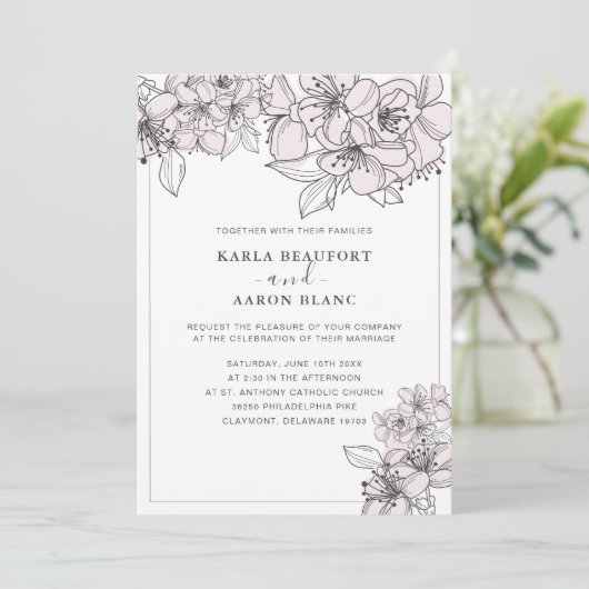 赤面手描き花結婚の侵入 招待状 (スタンド正面)