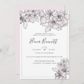 赤面手描き花Sweet sixteen招待状 招待状 (正面/裏面)