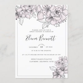 赤面手描き花Sweet sixteen招待状 招待状