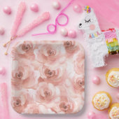 赤面抽象芸術水彩バラエレガント かわいらし ペーパープレート (パーティー)