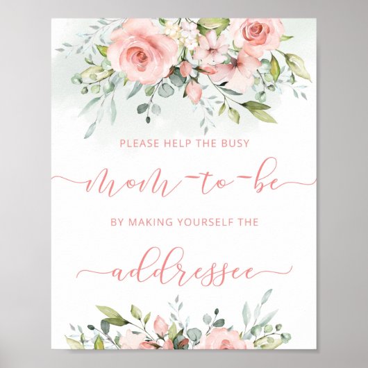 赤面救済ピンク忙しお母さんが封筒に住所 ポスター (正面)