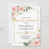 赤面春ピンクフローラ金ゴールドグリッターキンセアニェラ 招待状 (正面)