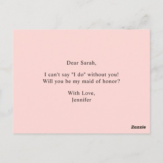 赤面春フローラが私のメイド・オブ・オーナー(花嫁付き添い人) ポストカード (裏面)