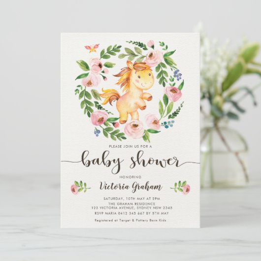 赤面春フローラ馬ガールベビーシャワー 招待状 (スタンド正面)