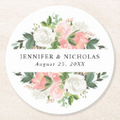 赤面春フローラ |パーソナライズされた結婚s ラウンドペーパーコースター (正面)