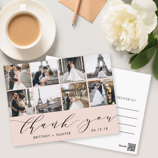 赤面書道スクリプト写真ありがとうはがき ポストカード