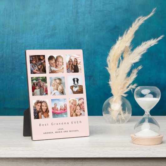 赤面最高のピンクおばあちゃん写真家族コラージュ フォトプラーク (側面)