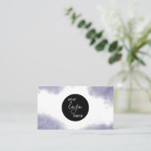 赤面木炭グレー水色カスタムロゴQRコード 名刺 (スタンド正面)