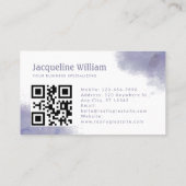 赤面木炭グレー水色カスタムロゴQRコード 名刺 (裏面)