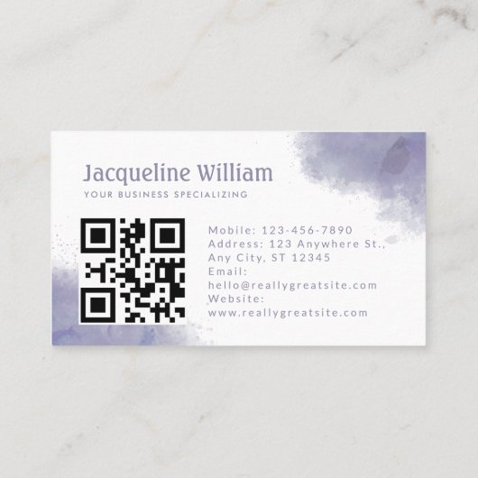 赤面木炭グレー水色カスタムロゴQRコード 名刺 (裏面)