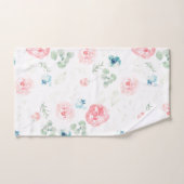 赤面桃とブルー花模様 バスタオルセット (ハンドタオル)