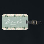 赤面桃フローラ 葉パーソナライズされた結婚の ラゲッジタグ<br><div class="desc">赤面桃フローラ 葉のパーソナライズされた結婚花嫁の新婚旅行ギフト。</div>