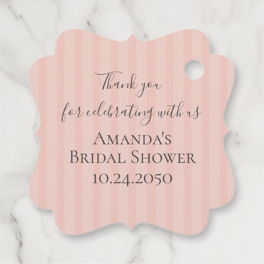 赤面水の色のお気に入りブライダルシャワーありがとう フェイバータグ (裏面)