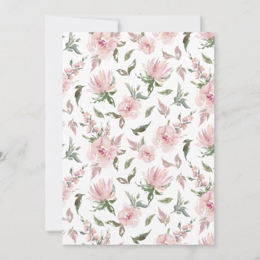 赤面水の色のフローラブランチのためのベビーシャワー 招待状 (裏面)