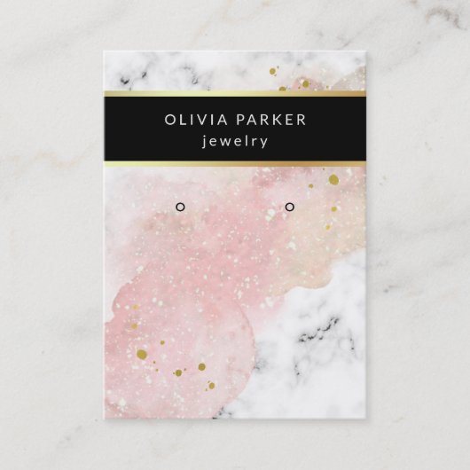 赤面水彩と大理石|イヤリングディスプレイカード 名刺 (正面)