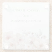 赤面水彩の花の美結婚しい ガラスコースター (裏面)