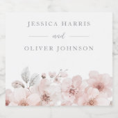 赤面水彩の花の美結婚しい スパークリングワインラベル (シングルラベル)