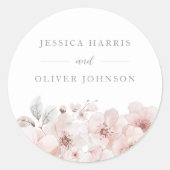 赤面水彩の花の美結婚しい ラウンドシール (正面)