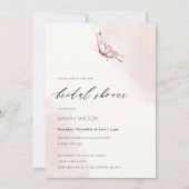 赤面水彩バタフライブライダルシャワー招待状 サンキューカード (正面)