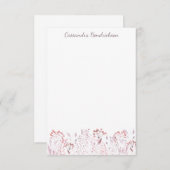 赤面水彩フラワーミニマルパーソナライズされたリスト ノートカード (正面/裏面)