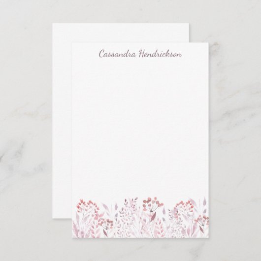 赤面水彩フラワーミニマルパーソナライズされたリスト ノートカード (正面/裏面)