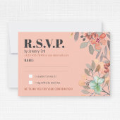 赤面水彩フローラエレガントグラム結婚ズ 出欠カード