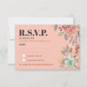 赤面水彩フローラエレガントグラム結婚ズ 出欠カード (正面)