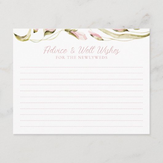 赤面水彩フローラブライダルシャワーアドバイスカード エンクロージャーカード (正面)
