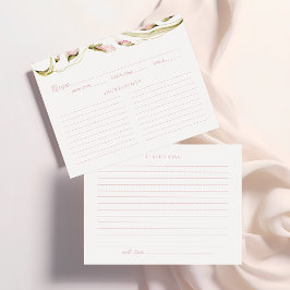 赤面水彩フローラブライダルシャワーレシピカード エンクロージャーカード