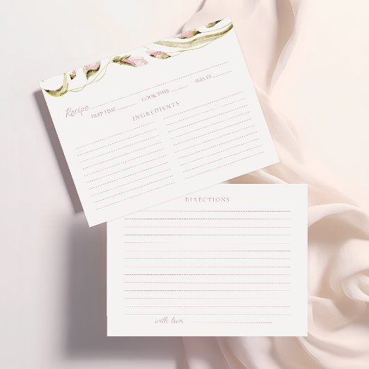 赤面水彩フローラブライダルシャワーレシピカード エンクロージャーカード