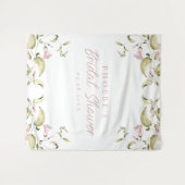 赤面水彩フローラブライダルシャワー背景 タペストリー (正面(横))