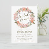 赤面水彩フローラリースブライダルシャワー 招待状 (スタンド正面)