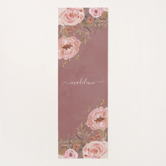 赤面水彩フローラ名の個人用設定スクリプト ヨガマット (裏面)