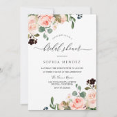 赤面水彩フローラ結婚ブライダルシャワー 招待状 (正面)