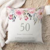 赤面水彩フローラ美しい50歳の誕生日 クッション (ブランケット)