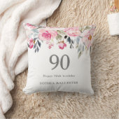 赤面水彩フローラ美しい90歳の誕生日 クッション (ブランケット)