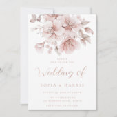 赤面水彩フローラ開花結婚ズ 招待状 (正面)