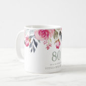 赤面水彩フローラ80th誕生日パーティギフト コーヒーマグカップ (正面左)