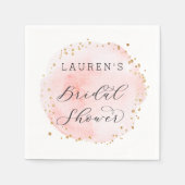 赤面水彩円ブライダルシャワー スタンダードカクテルナプキン (正面)