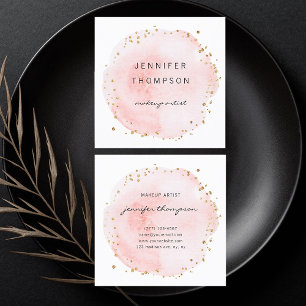 赤面水彩円金ゴールドドット スクエア名刺