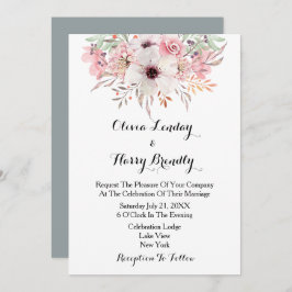 赤面水彩国フローラ結婚式招待状 招待状