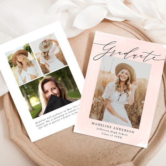 赤面水彩洗浄4写真卒業 案内状