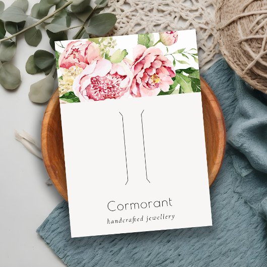 赤面水彩牡丹フローラヘアクリップピンディスプレイ 名刺