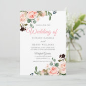 赤面水彩花モダン結婚のデザイン 招待状 (スタンド正面)